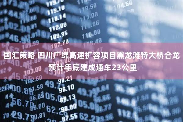 国汇策略 四川广绵高速扩容项目黑龙滩特大桥合龙 预计年底建成通车23公里